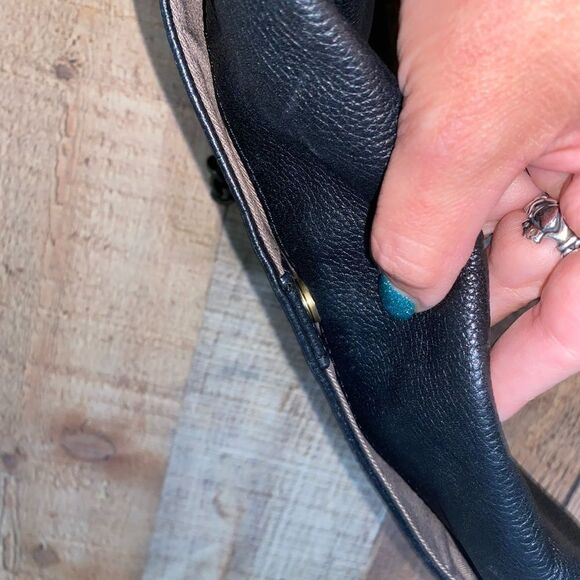 J. Crew Leather Envelope Shoulder Bag w/Chain Strap - Black/Bronze - Picture 5 of 12